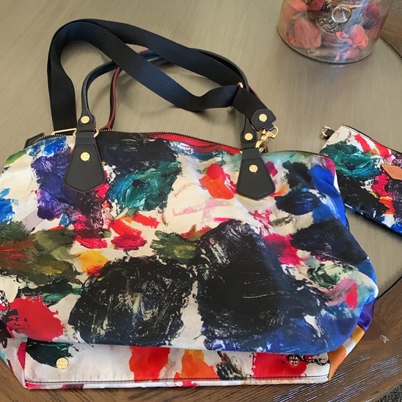 MZ Wallace Tote Bag Spring Floral Nylon Large Crossbody Strap extra small bag - Picture 7 of 11